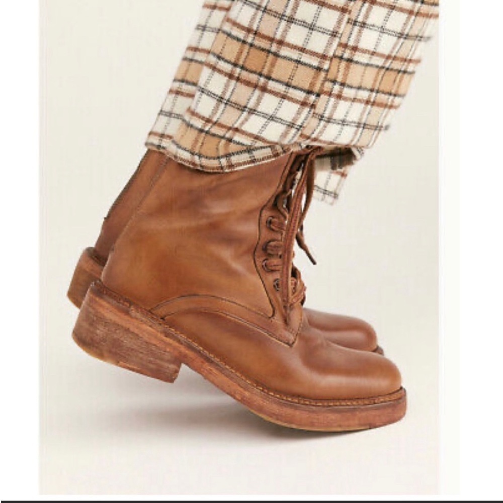 Free People Leather Lace Up Boots